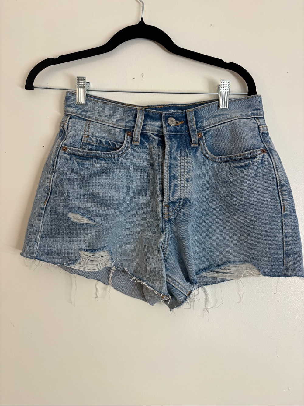 Old Navy High-Rise Distressed Denim Shorts - Light Blue